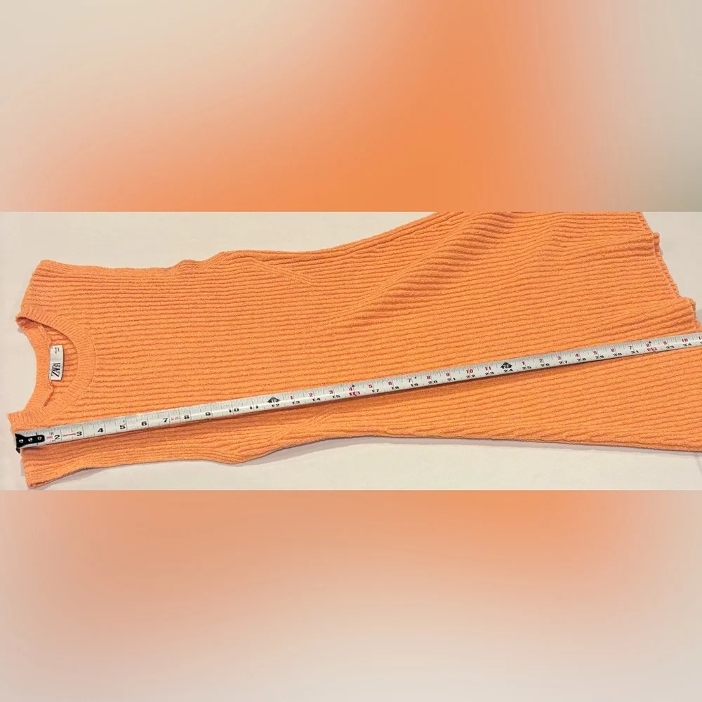 ZARA Orange Creamsicle Sleeveless Knit Ribbed‎ Dress Size Large